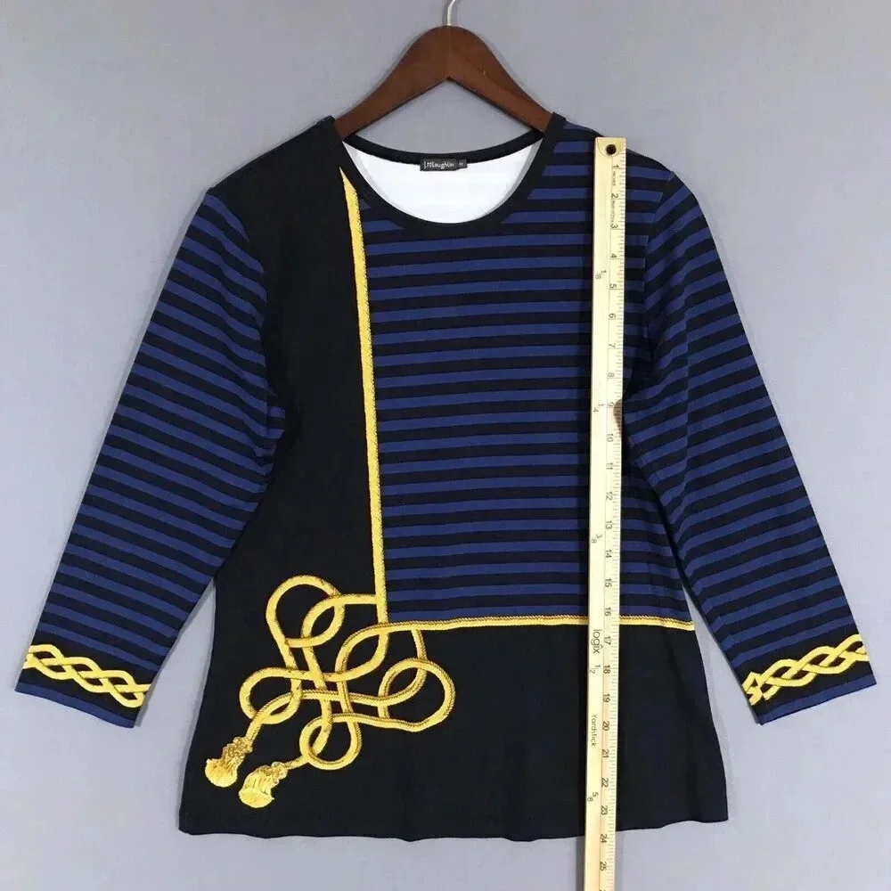 J McLaughlin Signature Tee Catalina Cloth Top Size Medium 3/4 Sleeve Nautical - Picture 11 of 15